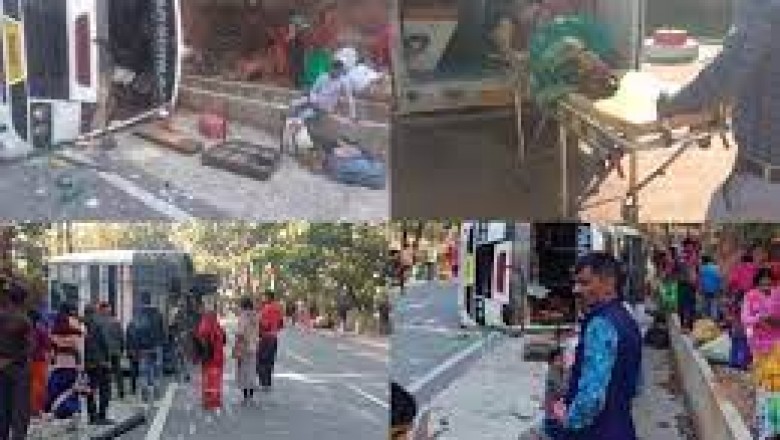 कवर्धा के कुकदुर थाना क्षेत्र में लग्जरी बस बेकाबू होकर घाटी में पलट गई