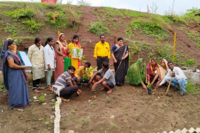दुर्ग  : ग्राम अंजोरा ढा में बड़े पैमाने किया गया वृक्षारोपण