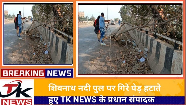 कई महीनों से शिवनाथ नदी ब्रिज पर पेड़ का टूटा हुआ टहनी पर सुध किसी को नही