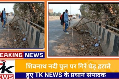 कई महीनों से शिवनाथ नदी ब्रिज पर पेड़ का टूटा हुआ टहनी पर सुध किसी को नही