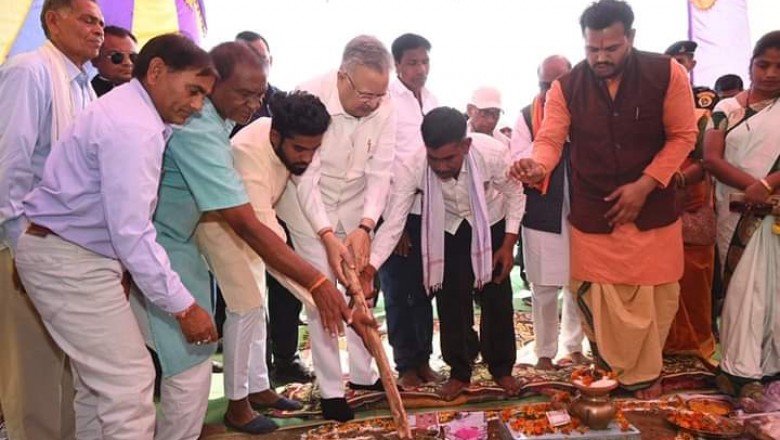 साहू सामुदायिक भवन का भूमि पूजन पूर्व मुख्यमंत्री डॉ रमन सिंह ने किया