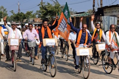 सुभाष चंद्र बोस की जयंती पर भाजयुमो ने निकाली सायकल रैली