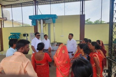 कलेक्टर ने लखोली स्थित प्राकृतिक गोबर पेंट इकाई का किया निरीक्षण :