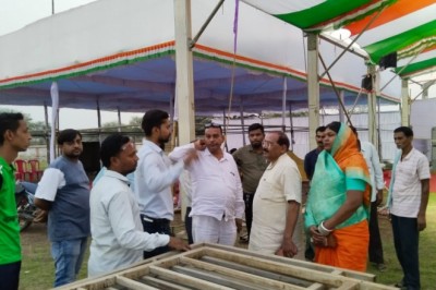 प्रदेश साहू संघ अध्यक्ष टहल सिंह साहू ने मिनी स्टेडियम सिंघोला पहुंचकर किया निरीक्षण :
