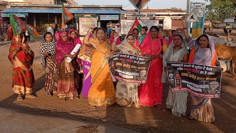 भाजपा महिला मोर्चा ने शराब घोटाले के विरोध में पोस्टर चिपका कर भूपेश सरकार खिलाफ लगाए नारे....