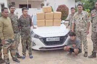 14 लाख का गांजा जब्त : कार से गांजा की तस्करी करते आरोपी गिरफ्तार....