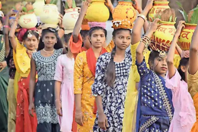 दुर्ग जेवरा में  निकली कलश यात्रा और हनुमान चालीसा का पाठ भी हुआ