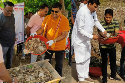 विधायक,महापौर द्वारा बारिश का पानी सहेजने कातुलबोड़ डबरी तालाब की सफाई कर दिया स्वच्छता का संदेश: