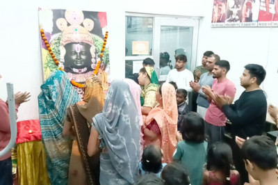 राममंदिर के एक वर्ष पूर्ण होने पर व्यायाम शाला में पूजा अर्चना