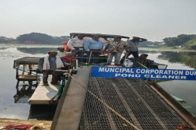 दुर्ग नगर निगम ने पाउंड मशीन से साफ हुआ दीपक नगर का रेवा तालाब...