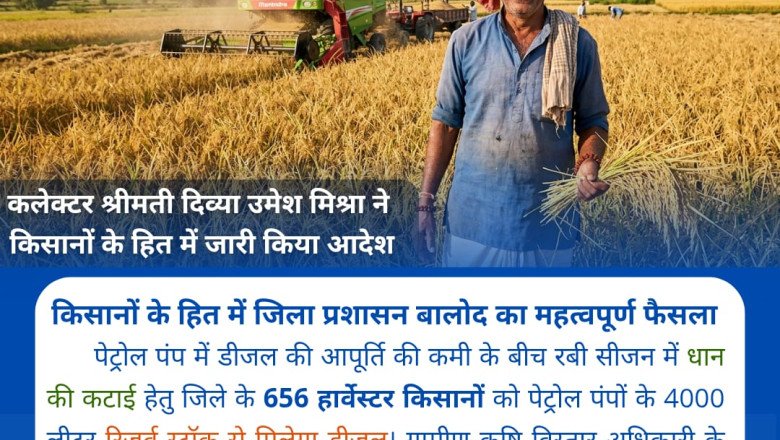 बालोद में किसानों को बड़ी राहत: रिजर्व स्टॉक से मिलेगा हार्वेस्टर के लिए डीजल, कलेक्टर ने जारी किए निर्देश