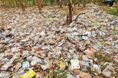 रेल चौक का गार्डन बदहाल: प्लास्टिक और शराब की बोतलों के बीच दम तोड़ रही हरियाली