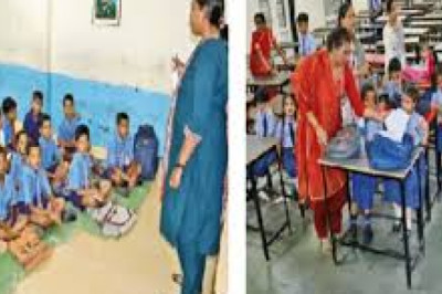 सरकारी स्कूलों में दोहरी तस्वीर: हिंदी मीडियम में टाटपट्टी, अंग्रेजी मीडियम में बेंच पर पढ़ाई