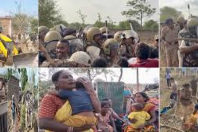नकटी गांव में उजड़े आशियाने, खुले आसमान के नीचे गुजरी रात; विस्थापितों का आरोप—सुबह 4 बजे बिजली काटकर चला बुलडोजर, सांसद पर भी लगाए झूठ बोलने के आरोप