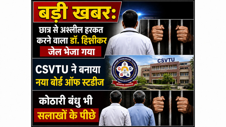 बड़ी खबर: छात्र से अश्लील हरकत करने वाला डॉ. हिशीकर जेल भेजा गया, CSVTU ने बनाया नया बोर्ड ऑफ स्टडीज, कोठारी बंधु भी सलाखों के पीछे...