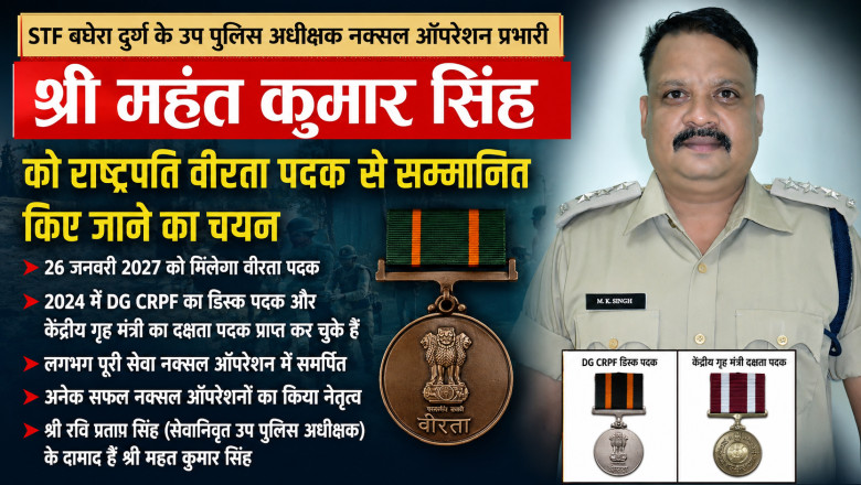श्री महंत कुमार सिंह को राष्ट्रपति वीरता पदक के लिए चयन