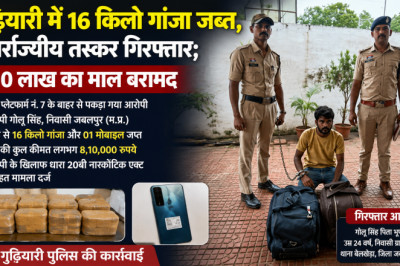 गुढ़ियारी में 16 किलो गांजा जब्त, अंतर्राज्यीय तस्कर गिरफ्तार; 8.10 लाख का माल बरामद...
