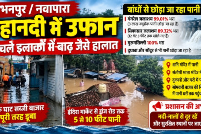 महानदी उफान पर: अभनपुर-नवापारा में बाढ़ जैसे हालात, सब्जी बाजार डूबा, घरों में घुसा 10 फीट तक पानी...